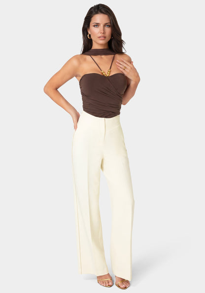 Tailored Straight Wide Leg Pant