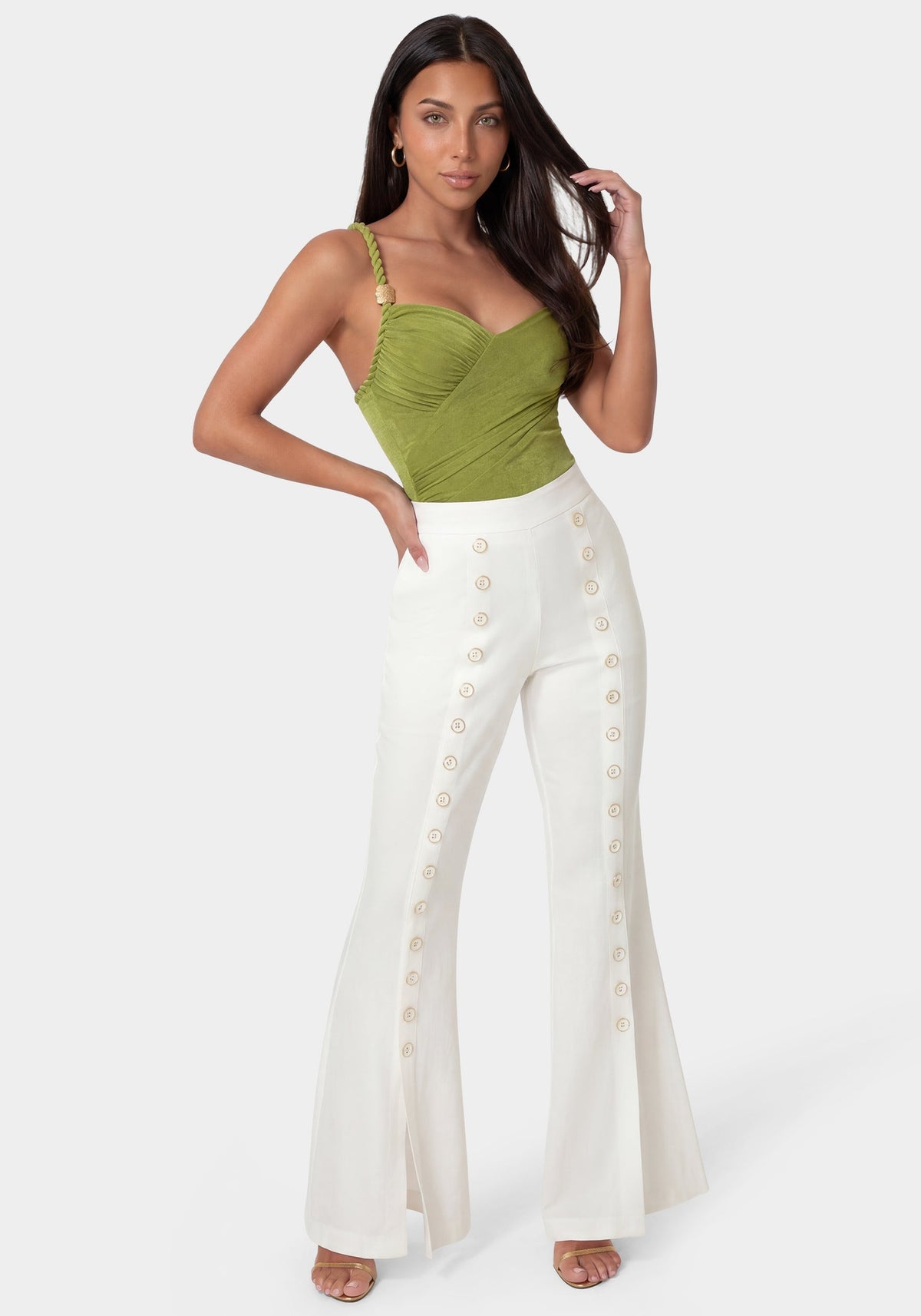 Linen Mini Flare Leg Pant