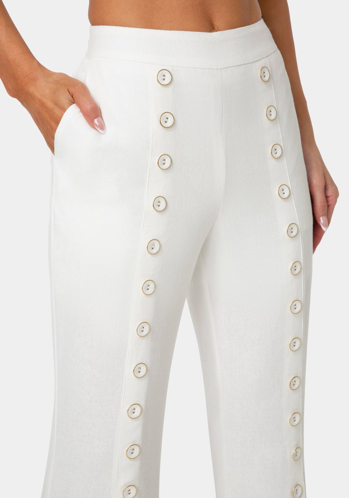 Linen Mini Flare Leg Pant