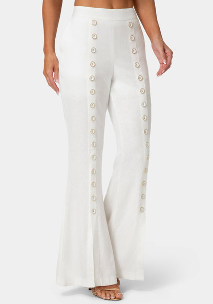 Linen Mini Flare Leg Pant