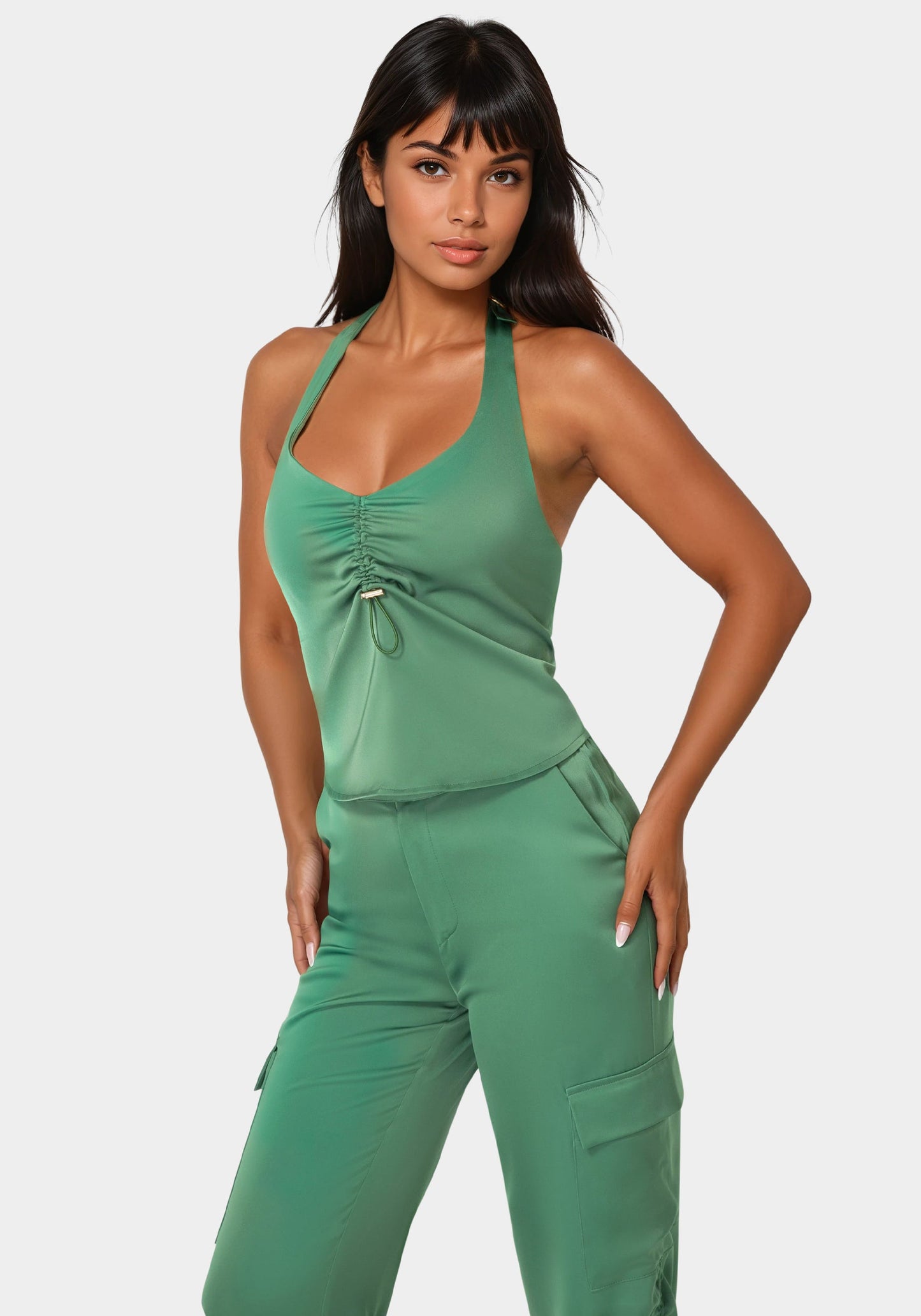 Front Shirring Halter Top
