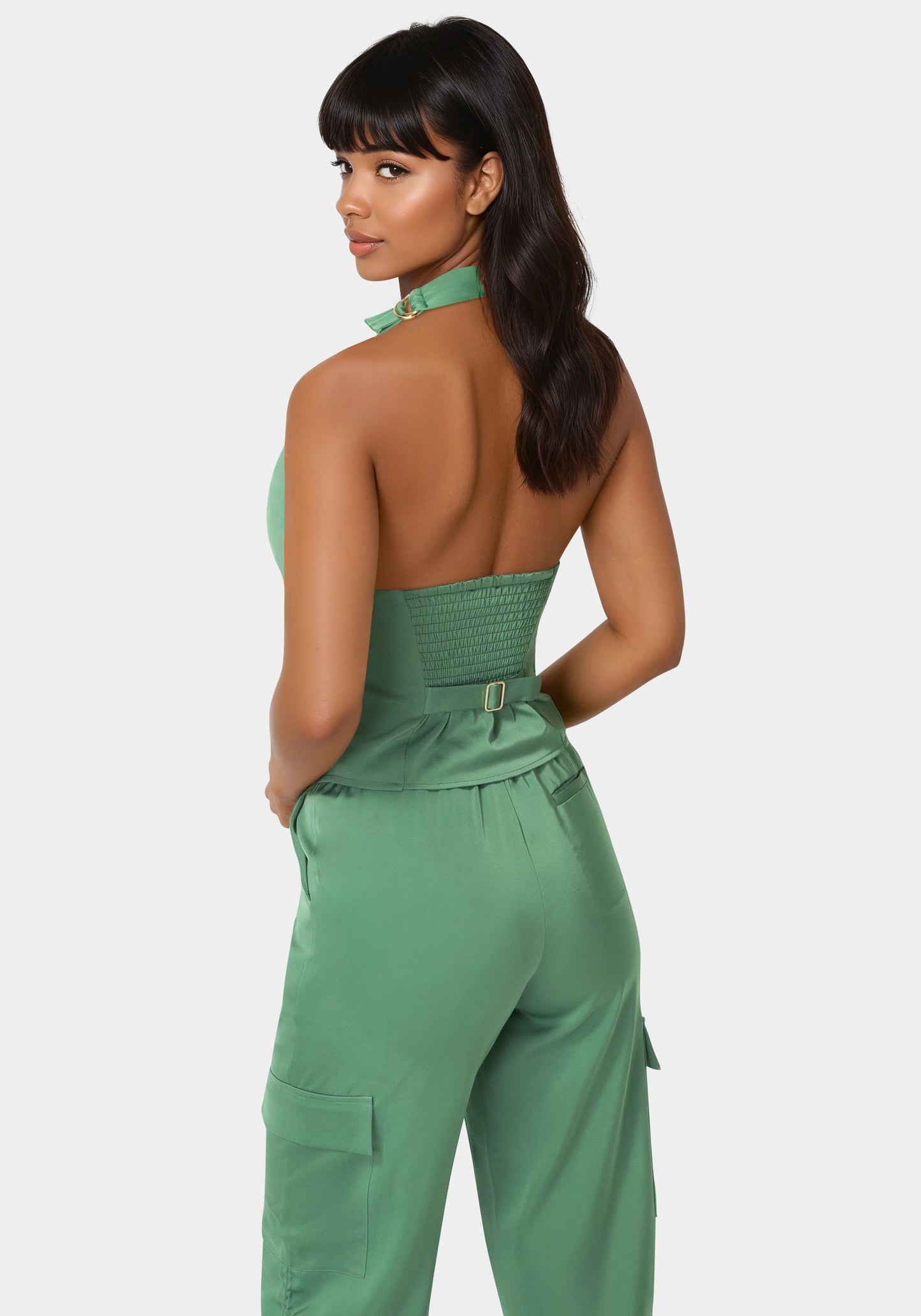 Front Shirring Halter Top