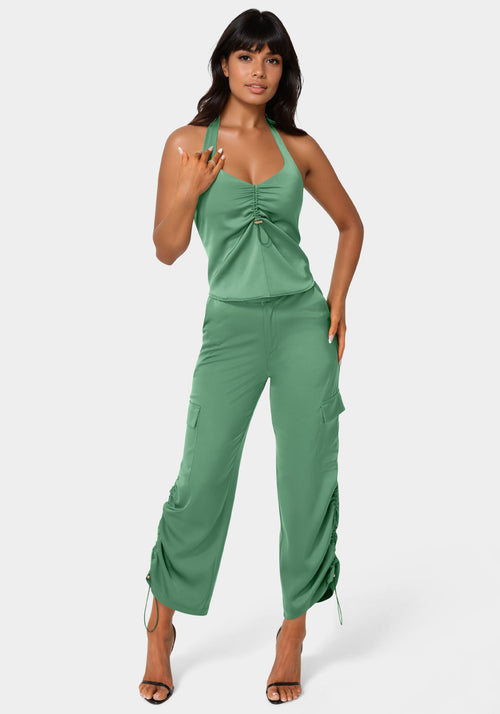 Front Shirring Halter Top