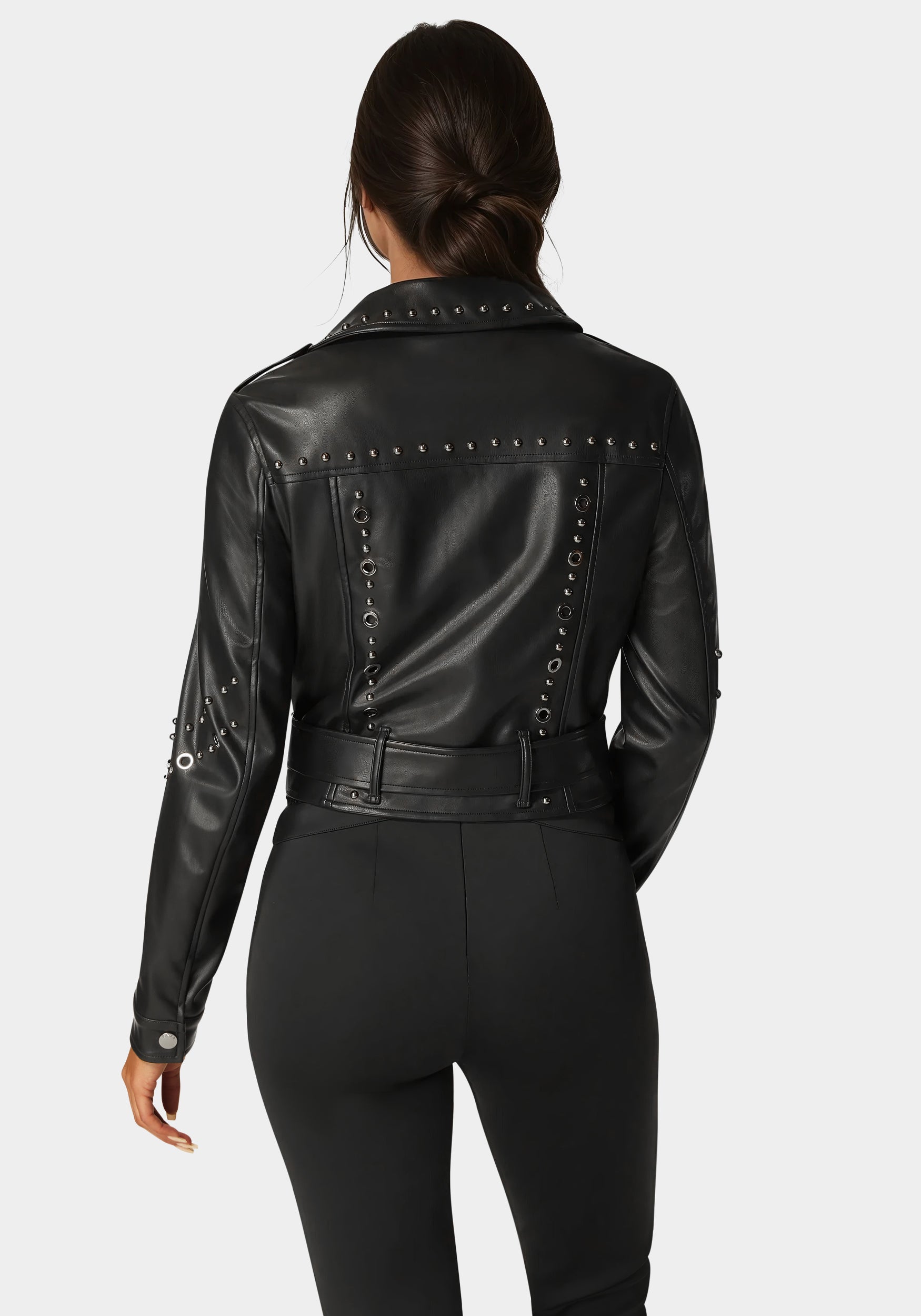 Studded Vegan Leather Moto Jacket