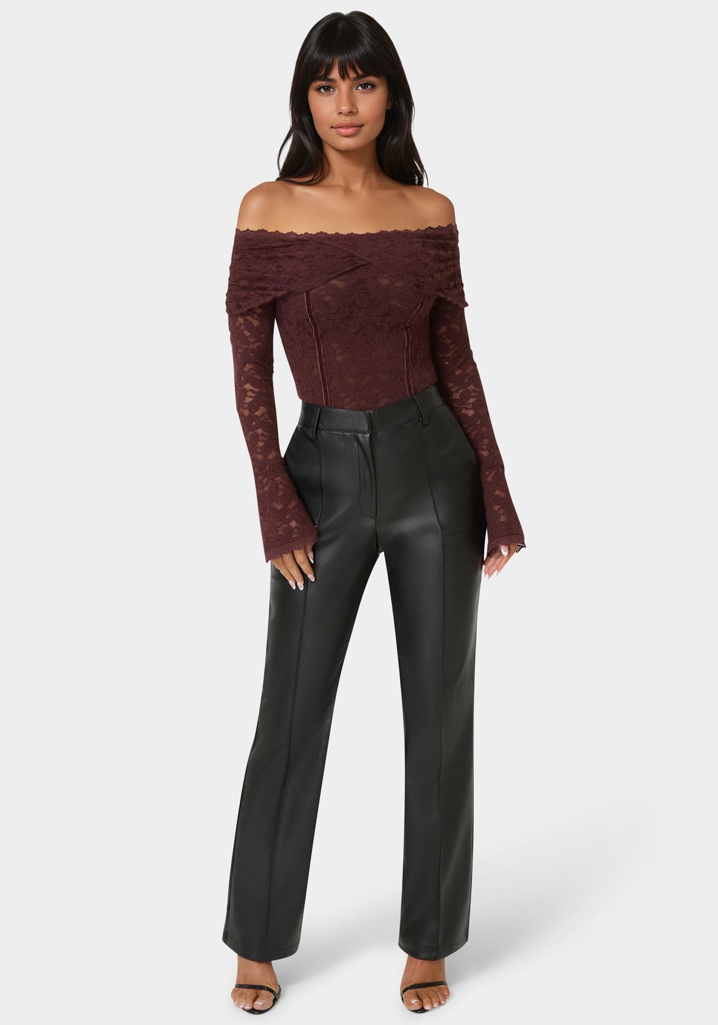 High Waist Vegan Leather Fit & Flare Pant