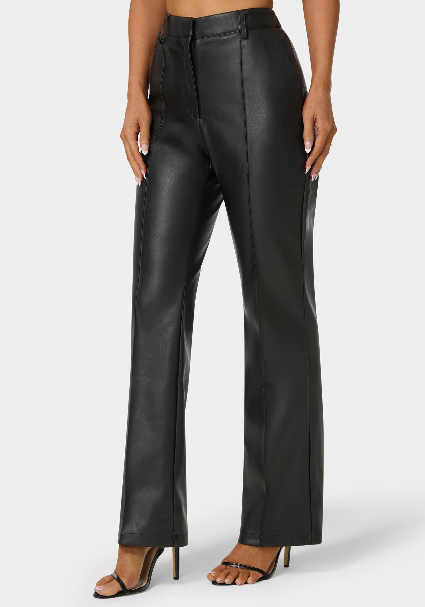 High Waist Vegan Leather Fit & Flare Pant