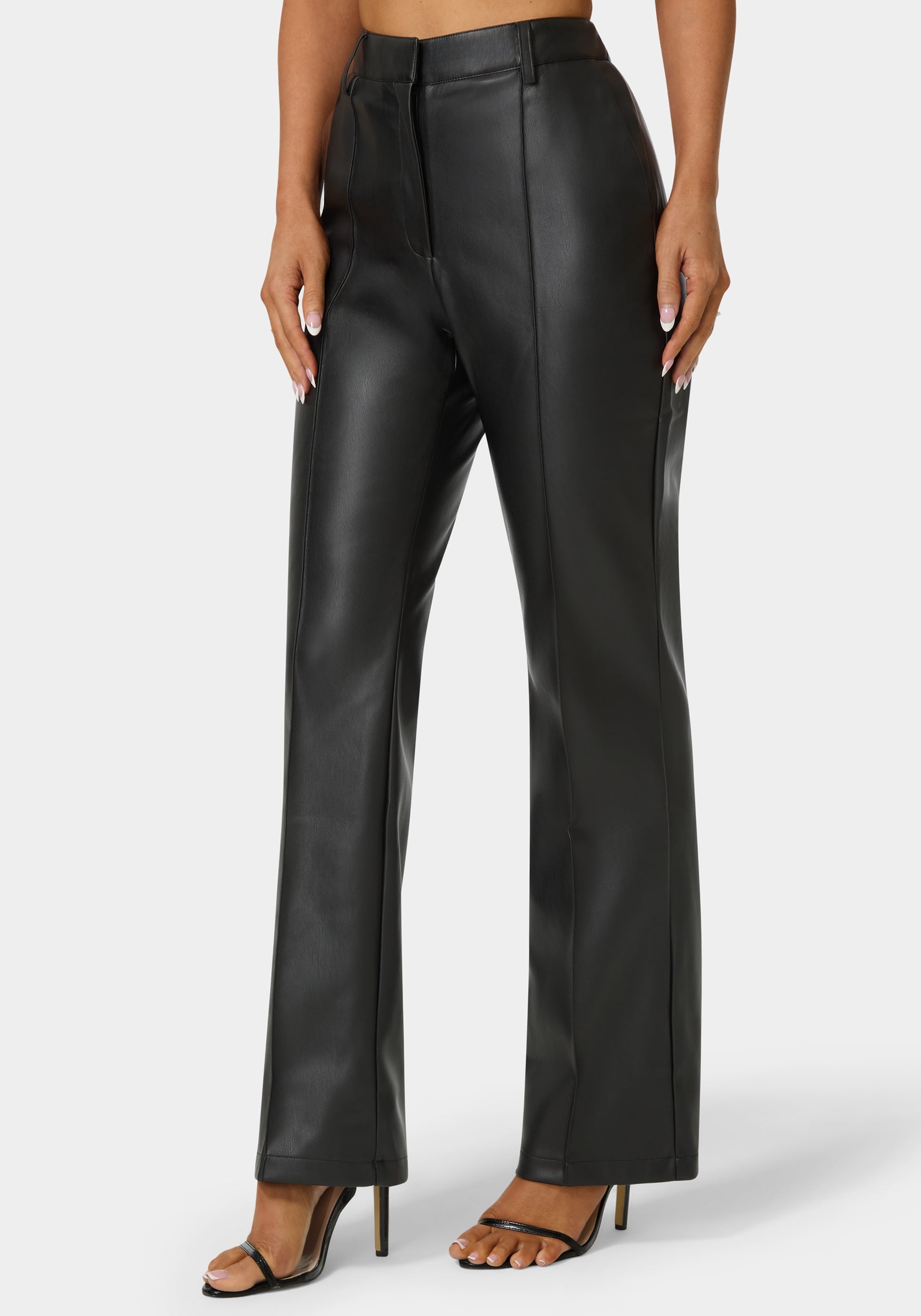 High Waist Vegan Leather Fit & Flare Pant