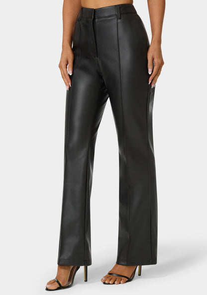 High Waist Vegan Leather Fit & Flare Pant