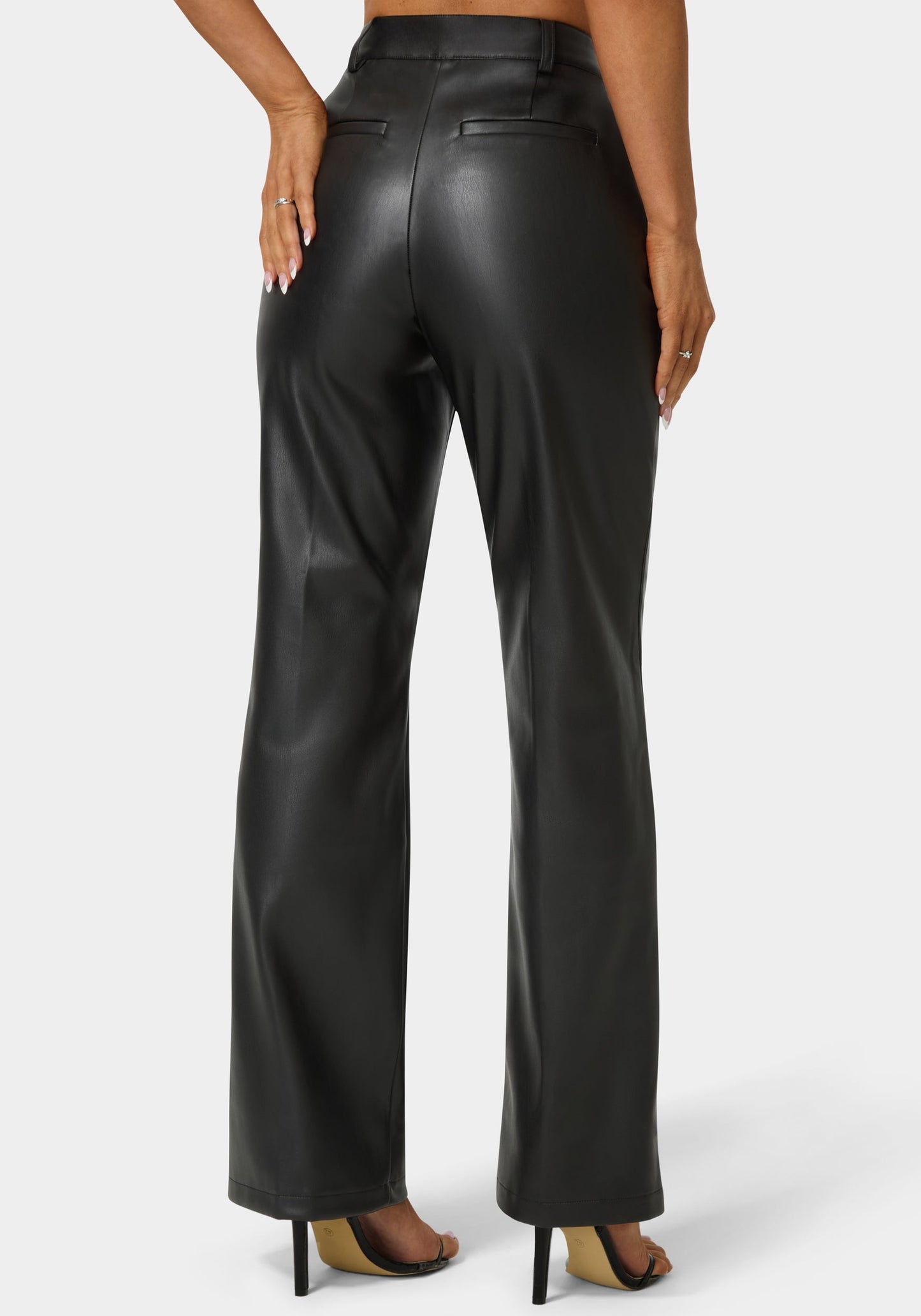 High Waist Vegan Leather Fit & Flare Pant