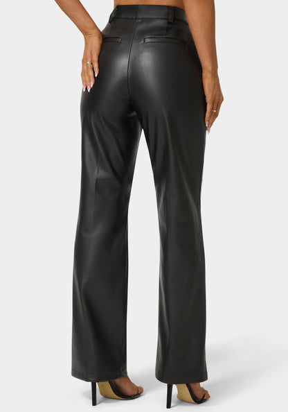 High Waist Vegan Leather Fit & Flare Pant