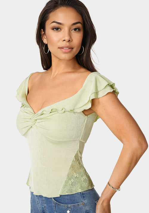 Off Shoulder Twisted Front Top