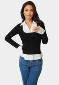 Poplin Combo Fooler Sweater