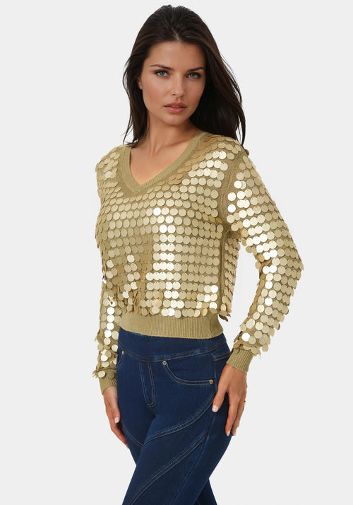 Metallic Gold Sequin Sweater