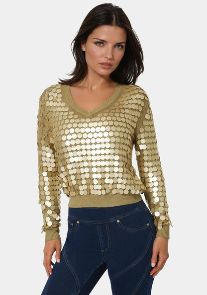 Metallic Gold Sequin Sweater