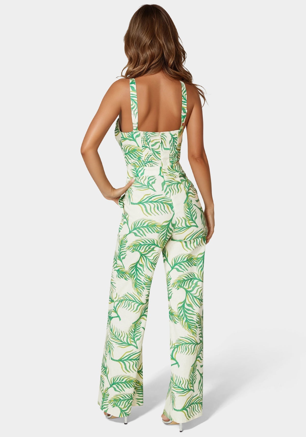 Linen Front Knot Palazzo Leg Jumpsuit