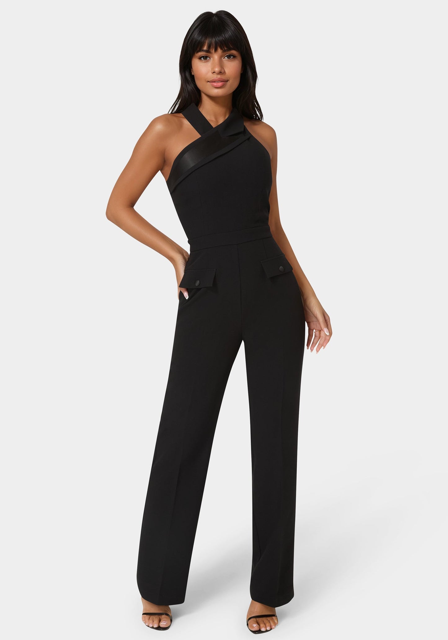 Tuxedo Straight Flared Leg Jumpsuit