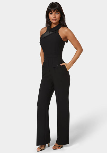 Tuxedo Straight Flared Leg Jumpsuit
