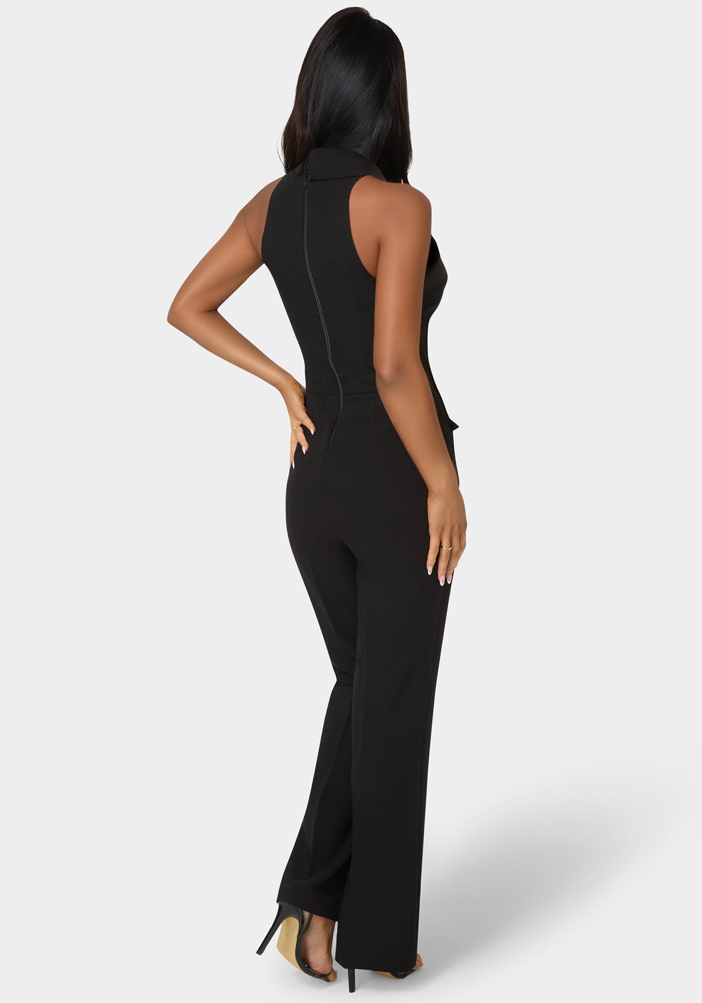 Tuxedo Straight Flared Leg Jumpsuit