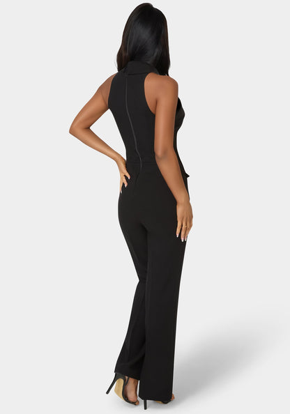 Tuxedo Straight Flared Leg Jumpsuit