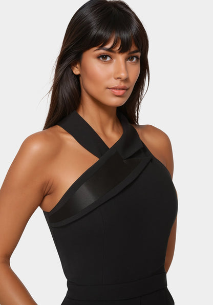 Tuxedo Straight Flared Leg Jumpsuit