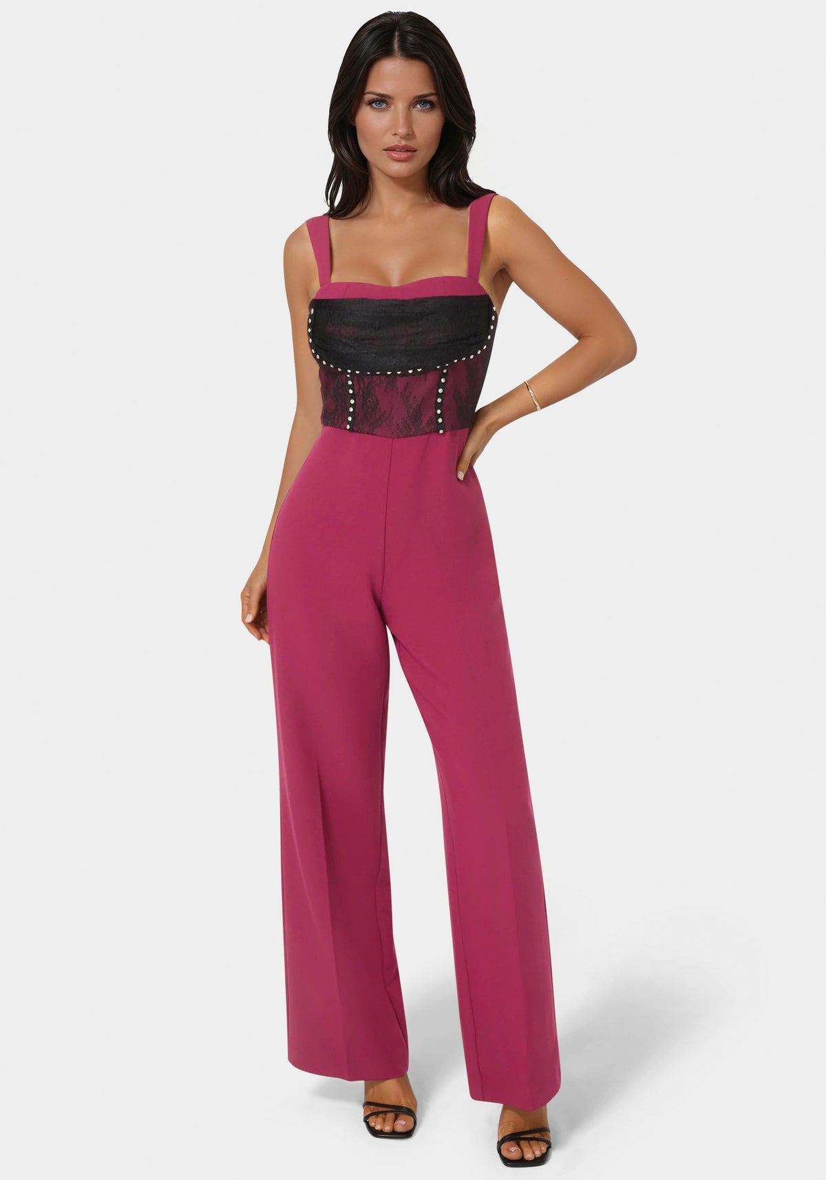 Lace Piecing Corset Jumpsuit