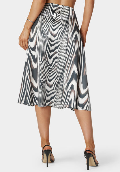 Asymmetrical Lace Insert Satin Skirt