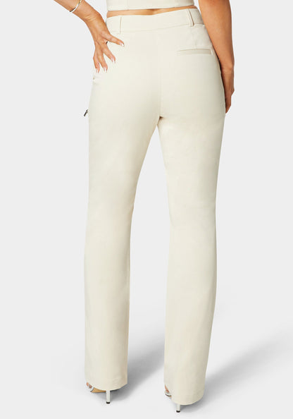 Natural Waist Zipper Detail Mini Bootcut Pant