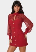 Mixed Media Long Sleeve Romper