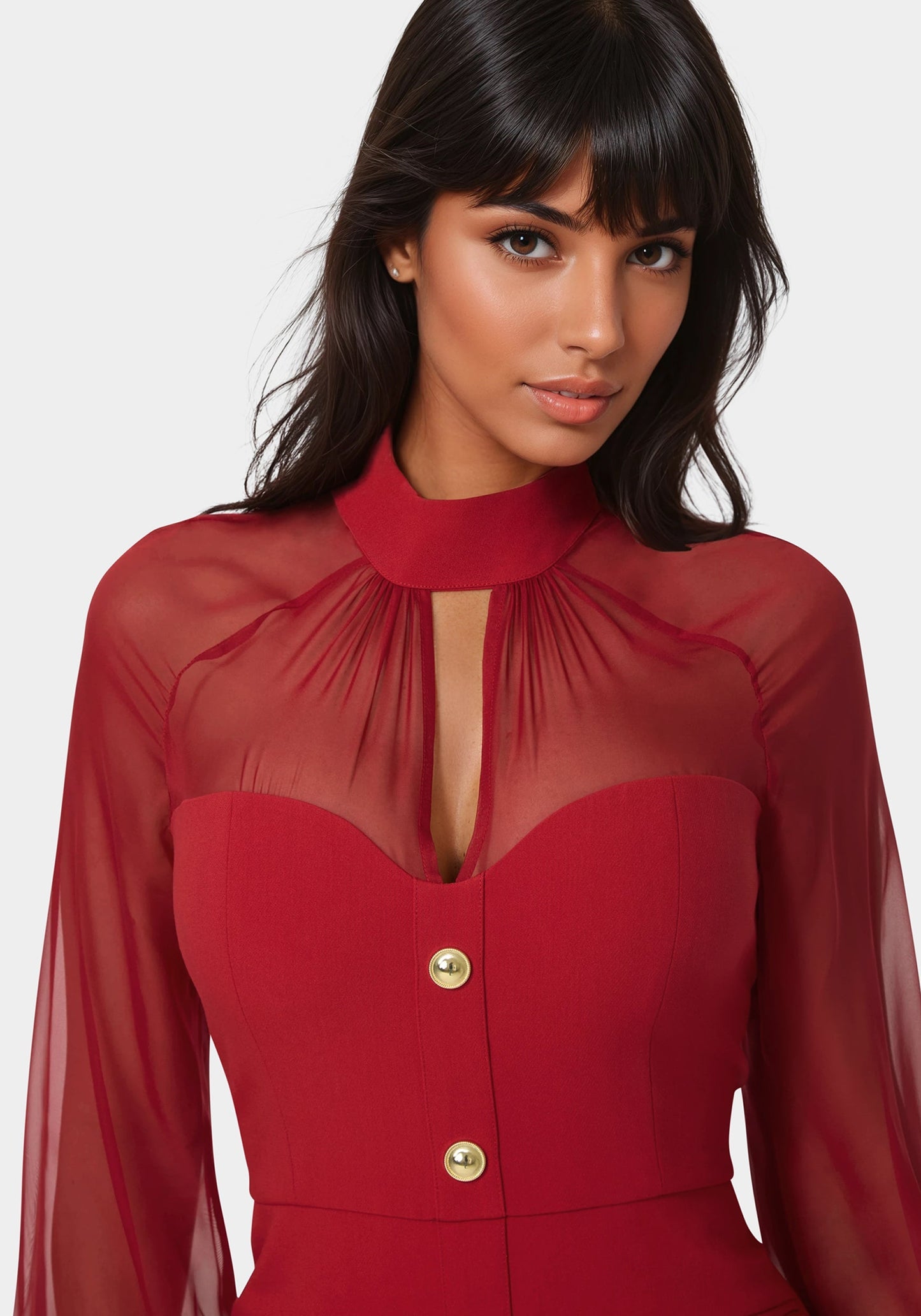 Mixed Media Long Sleeve Romper