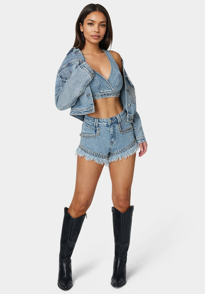Studded Denim Top