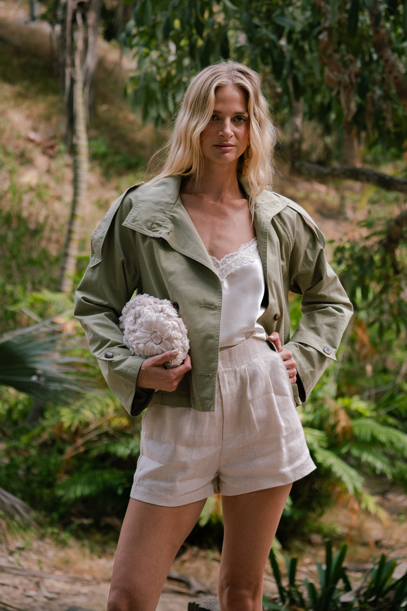 Jana High Waist Linen Shorts Natural