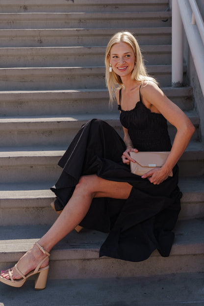 Janine Sleeveless Smocked Maxi Dress Black