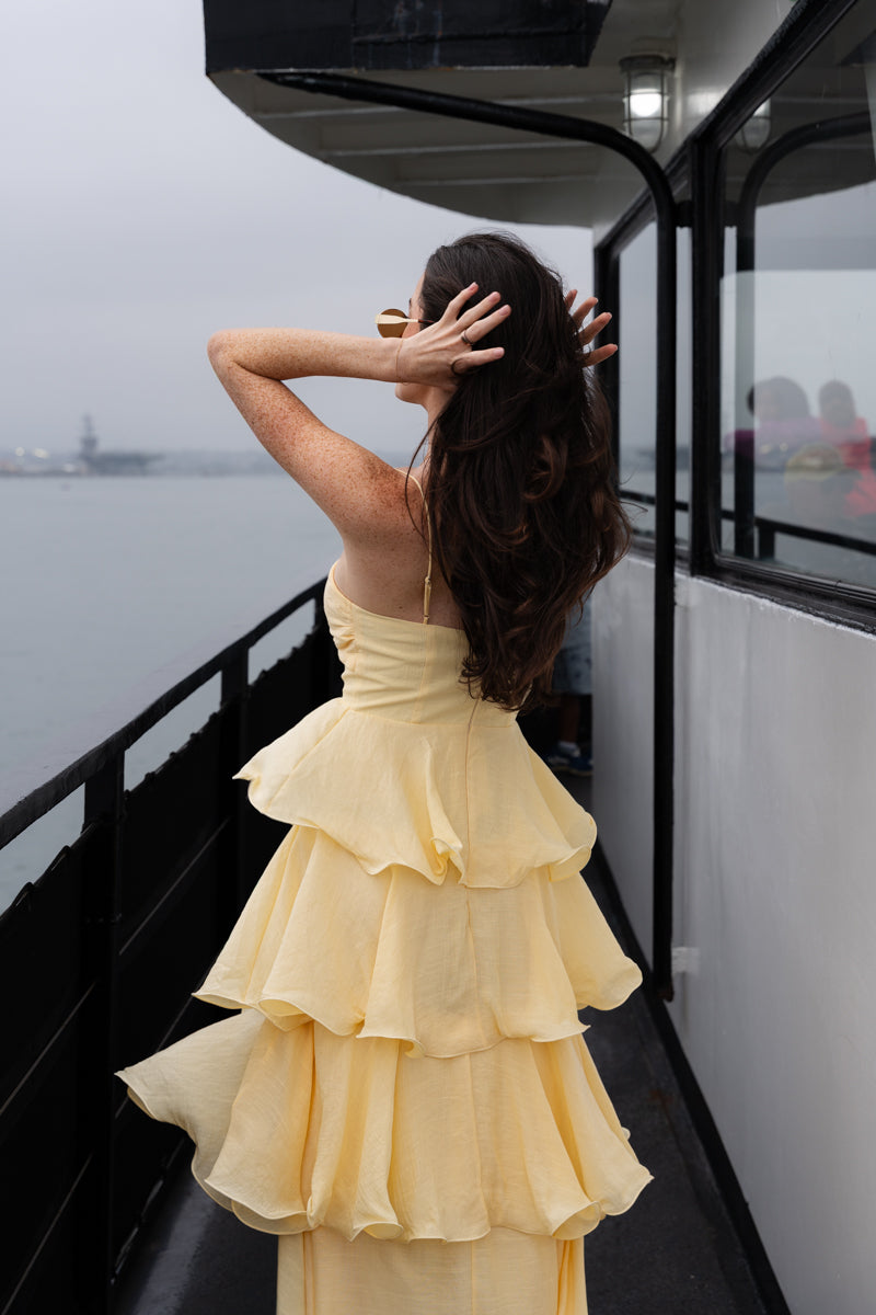 Remi Sleeveless Tiered Maxi Dress Yellow