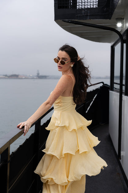 Remi Sleeveless Tiered Maxi Dress Yellow