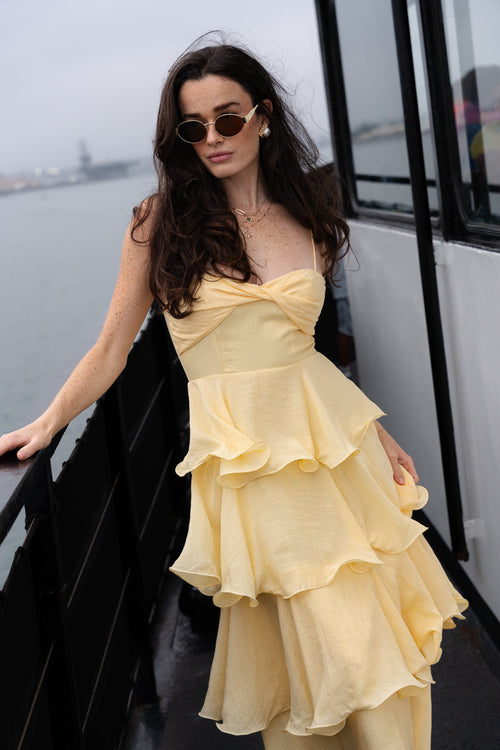 Remi Sleeveless Tiered Maxi Dress Yellow
