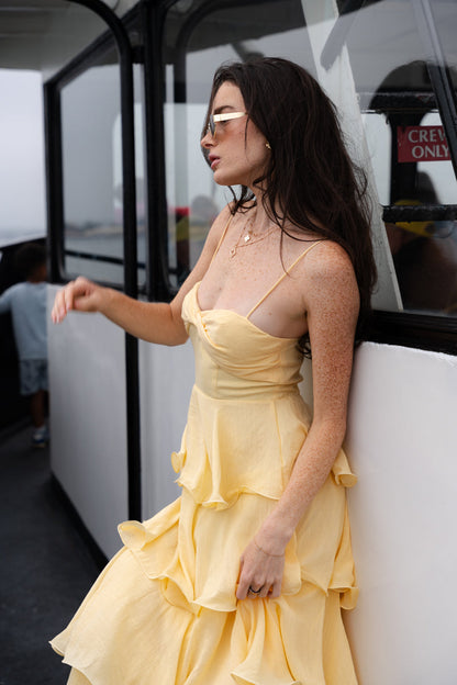 Remi Sleeveless Tiered Maxi Dress Yellow