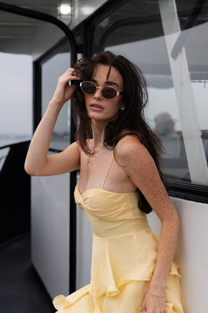 Remi Sleeveless Tiered Maxi Dress Yellow
