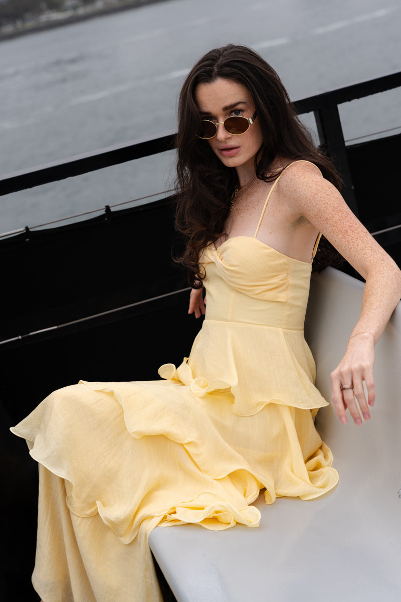Remi Sleeveless Tiered Maxi Dress Yellow