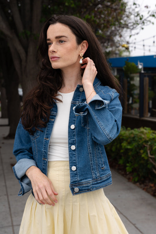 Lara Long Sleeve Denim Jacket Dark Wash
