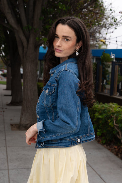 Lara Long Sleeve Denim Jacket Dark Wash