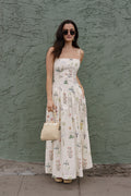 Skylar Sleeveless Floral Print Maxi Dress Cream