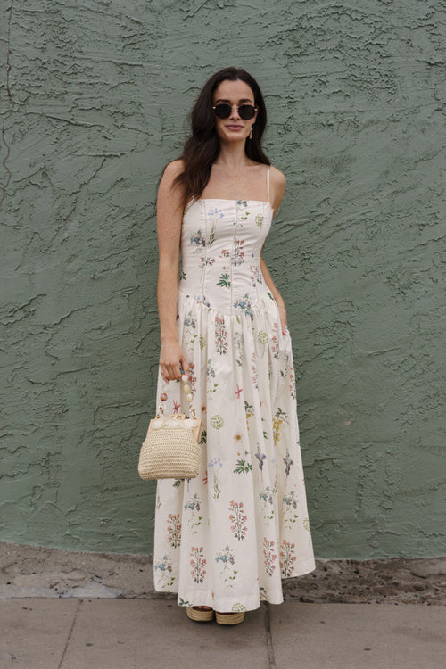 Skylar Sleeveless Floral Print Maxi Dress Cream