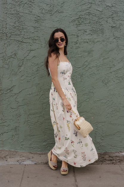 Skylar Sleeveless Floral Print Maxi Dress Cream