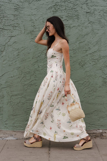 Skylar Sleeveless Floral Print Maxi Dress Cream