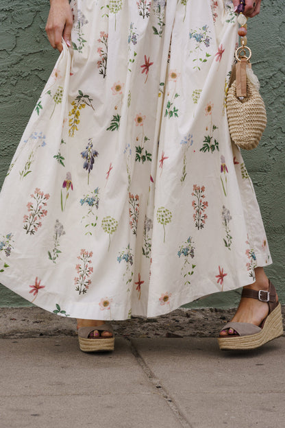 Skylar Sleeveless Floral Print Maxi Dress Cream