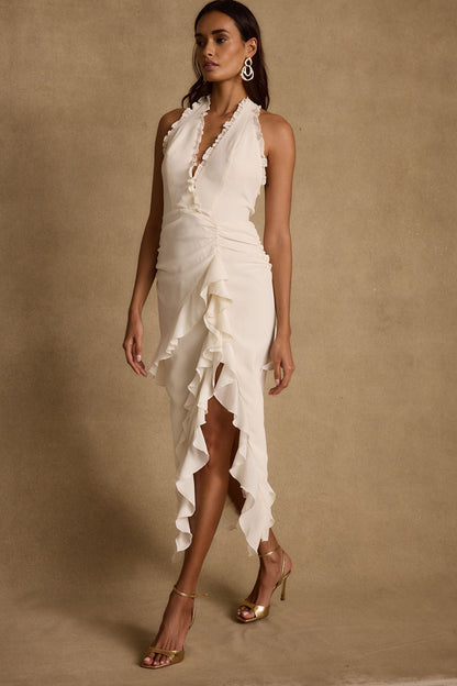Aria Cream Halter Maxi Dress