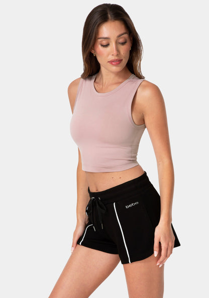 Double Front Seamless Cropped Tank With Foil Logo