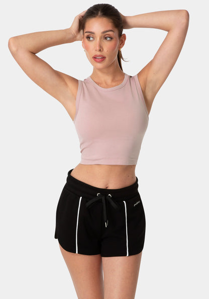 Double Front Seamless Cropped Tank With Foil Logo