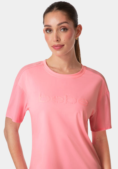 Curved Hem Tee W Puff Paint Logo