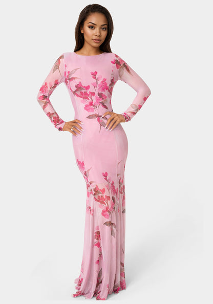 Long Sleeve Powermesh Dress